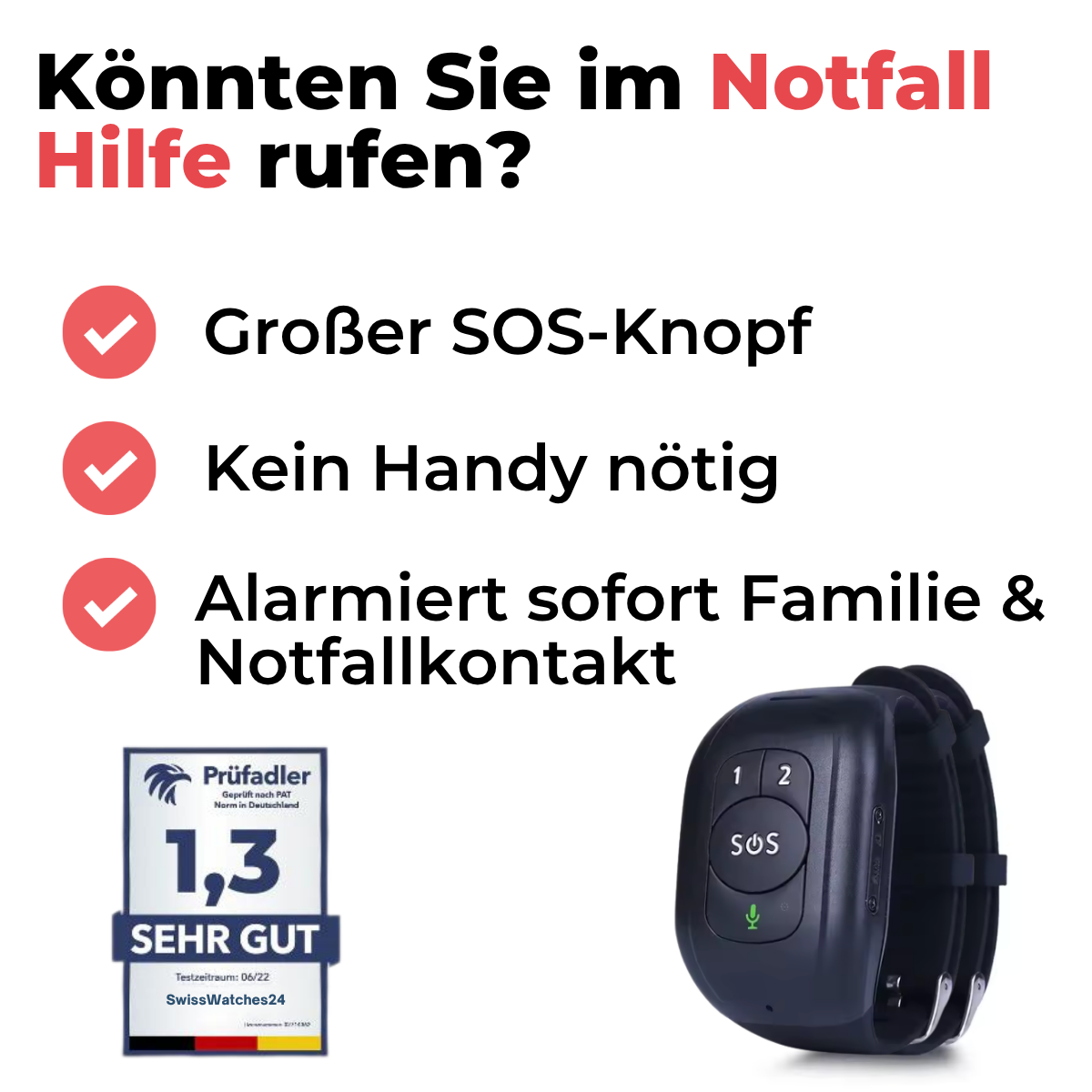 Senioren Notrufband – mit SOS & Sturzalarm