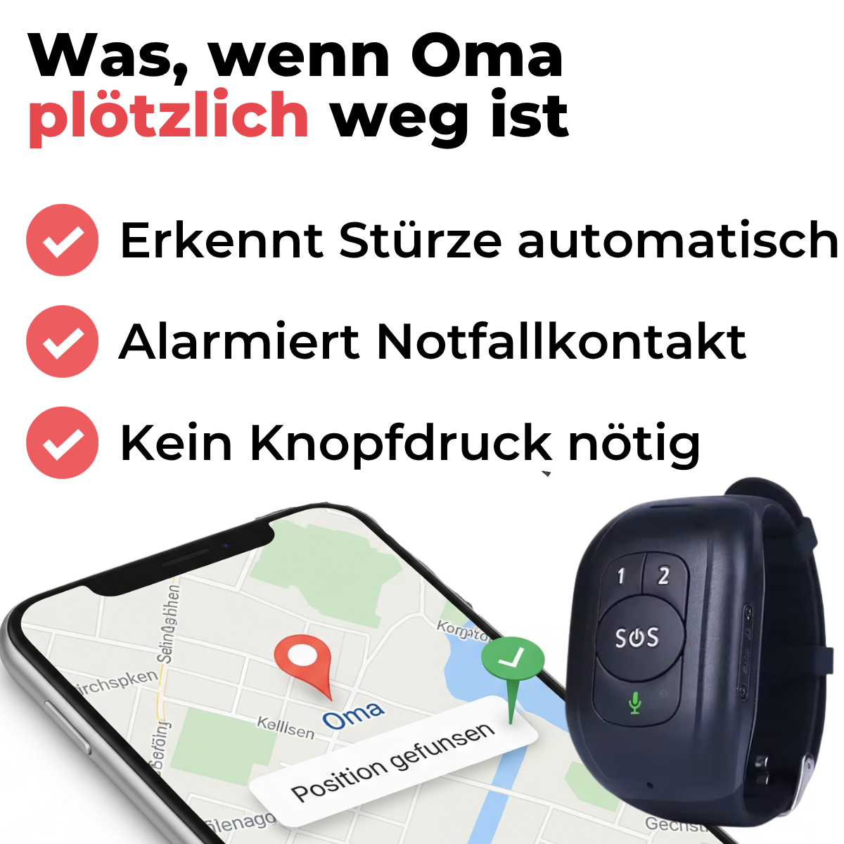 Senioren Notrufband – mit SOS & Sturzalarm