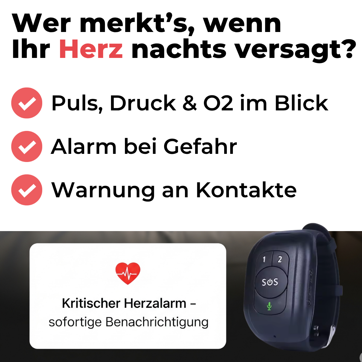 Senioren Notrufband – mit SOS & Sturzalarm
