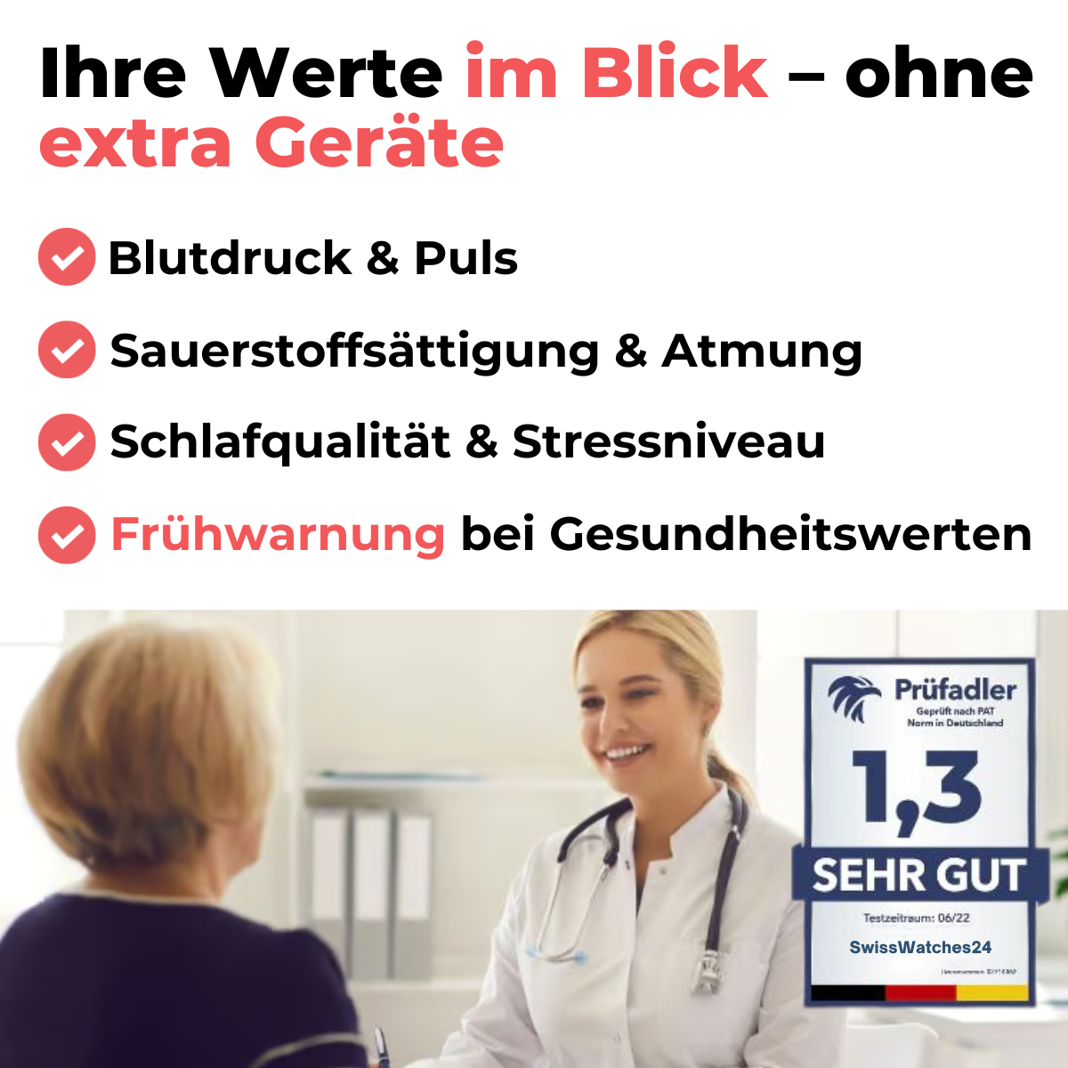 CareSense Air 4 – Notruf- & Gesundheitsuhr für Senioren