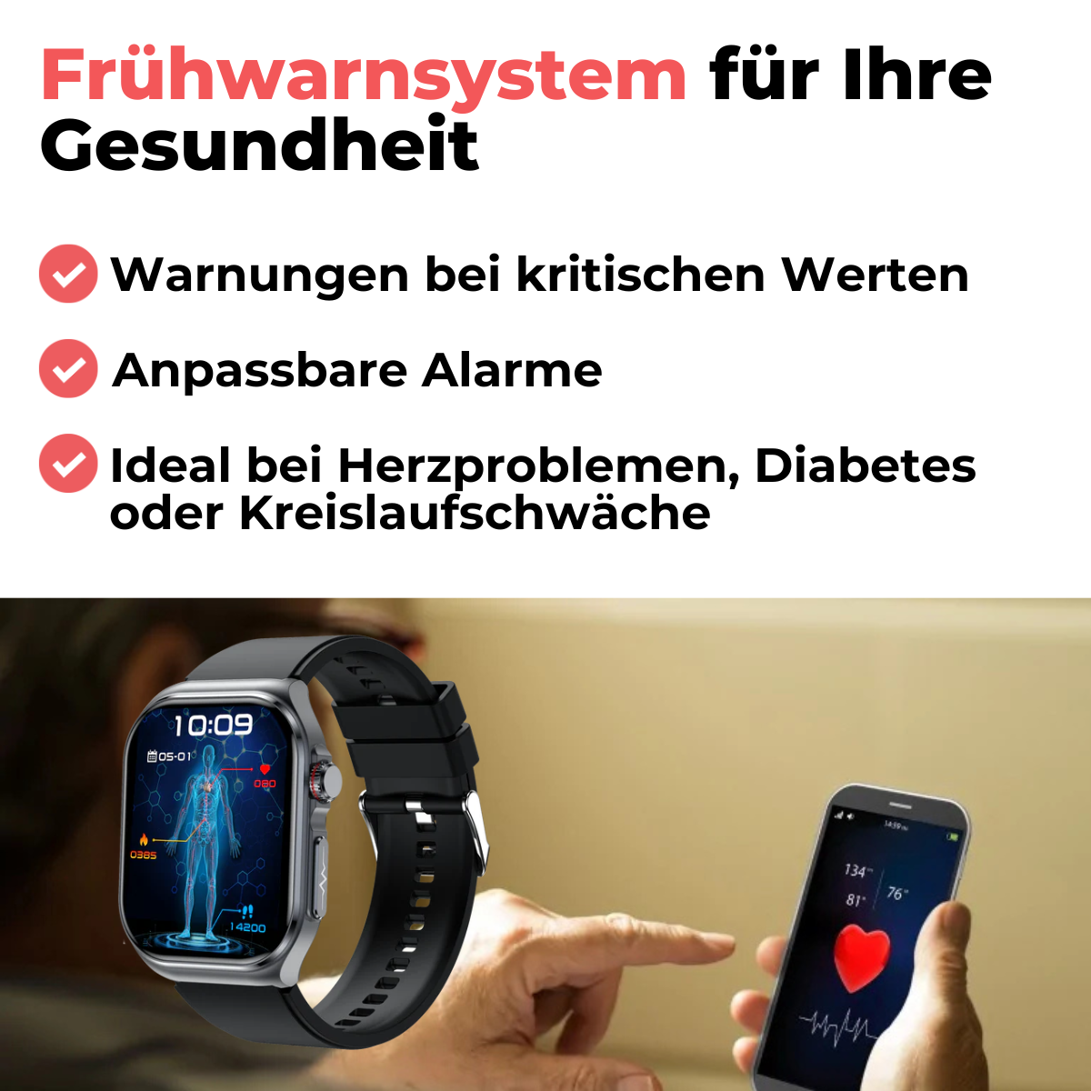 CareSense Air 4 – Notruf- & Gesundheitsuhr für Senioren