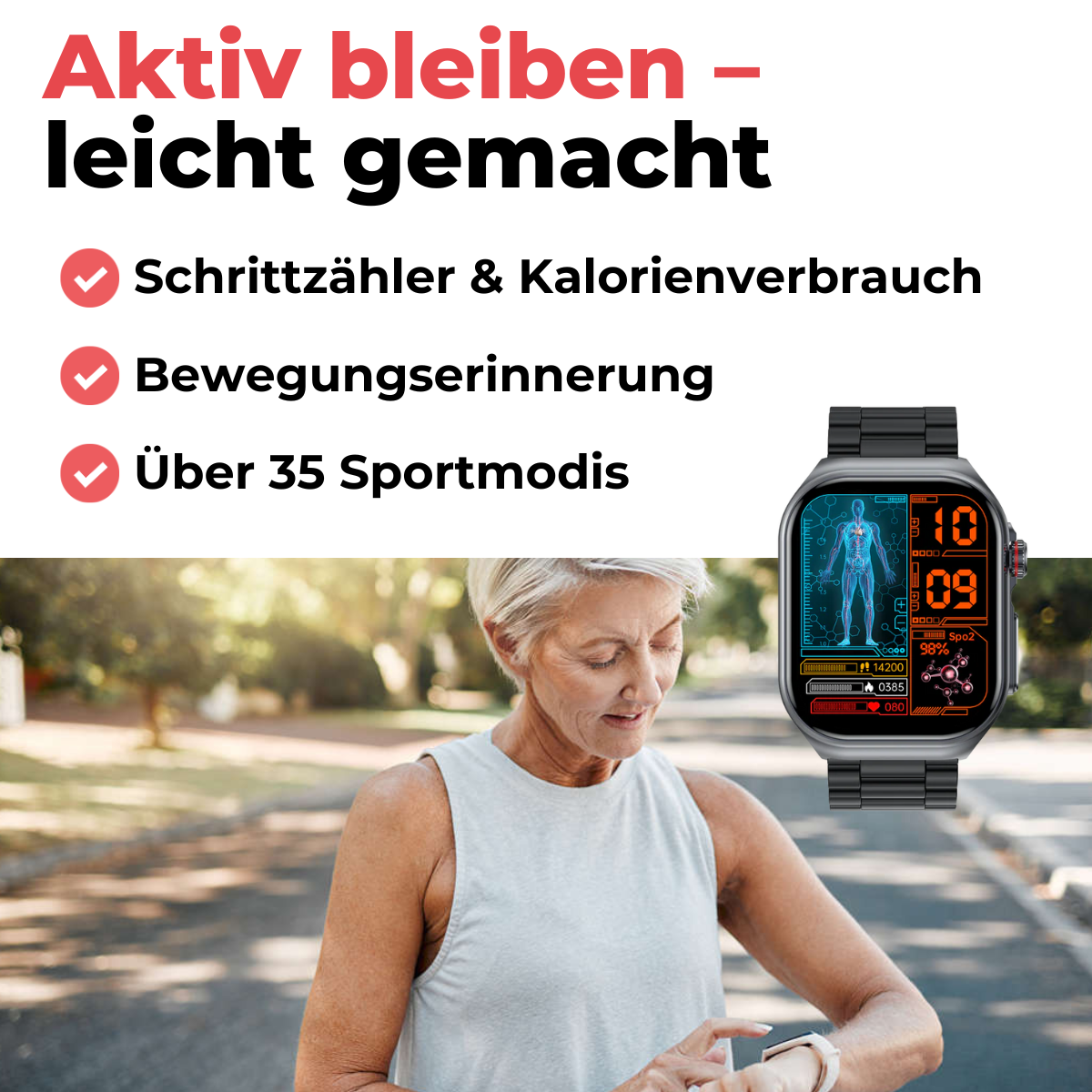 CareSense Air 4 – Notruf- & Gesundheitsuhr für Senioren