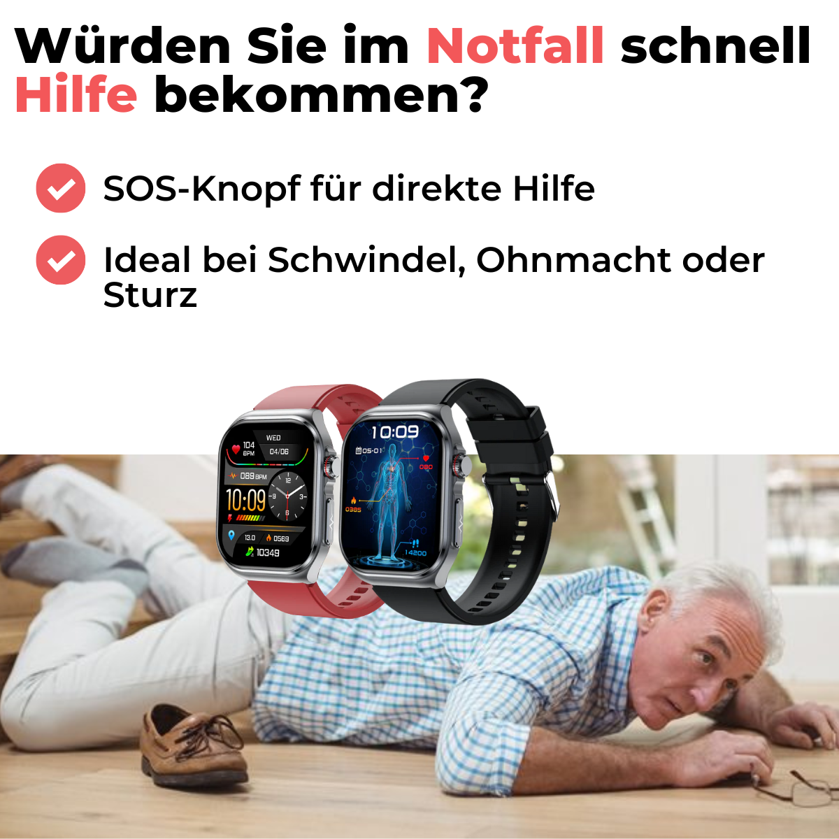 CareSense Air 4 – Notruf- & Gesundheitsuhr für Senioren